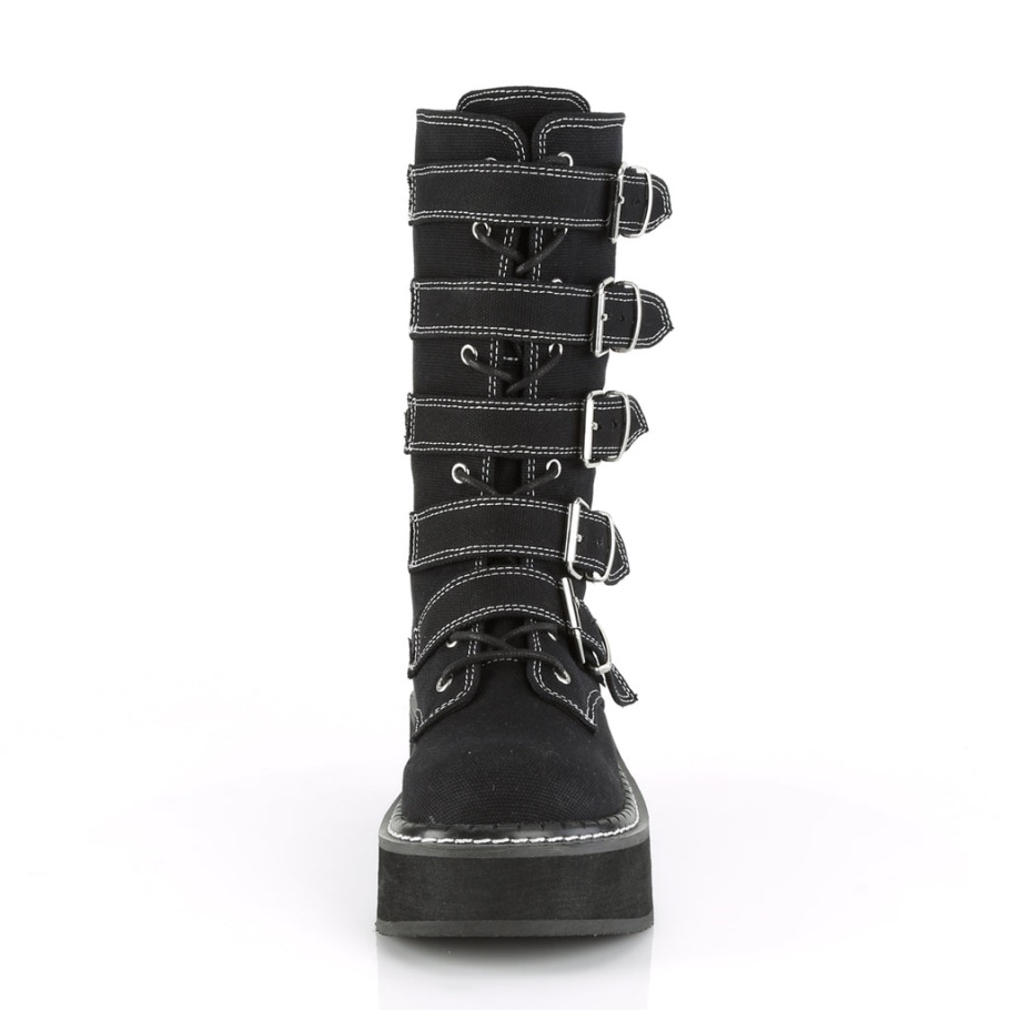 Emily-341 Black Canvas Demonia Botas
