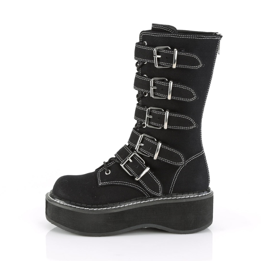 Emily-341 Black Canvas Demonia Botas
