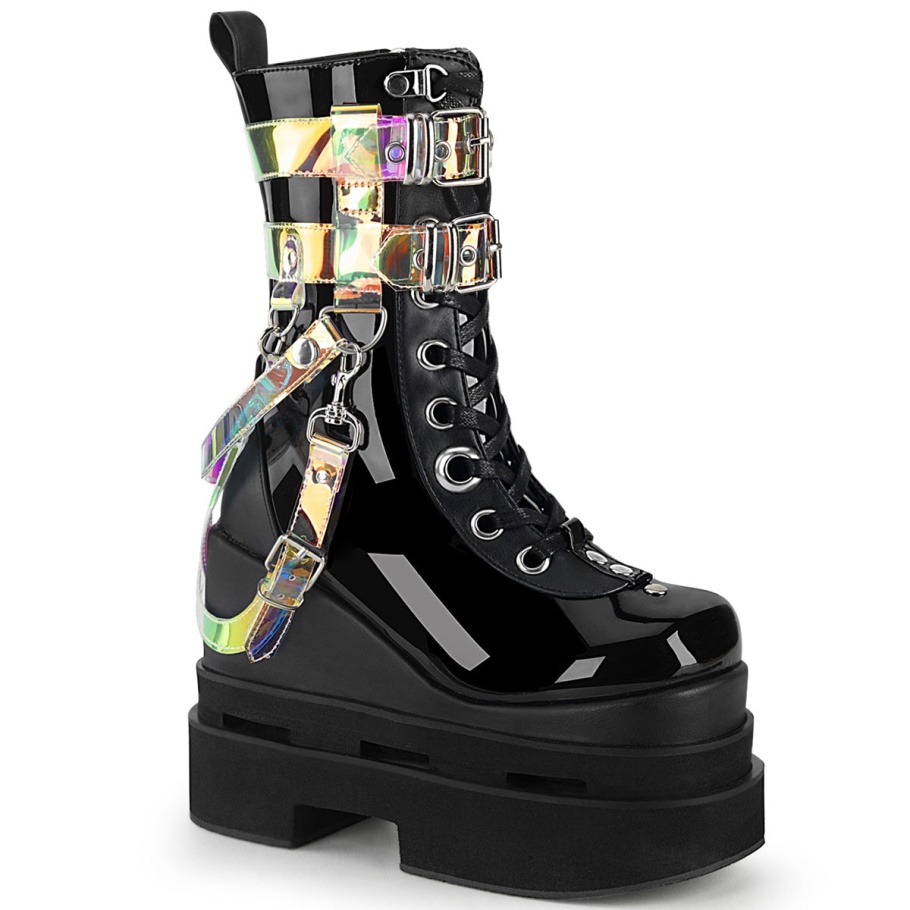 Eternal-115 Botas Demonia Cuero Vegano Negro