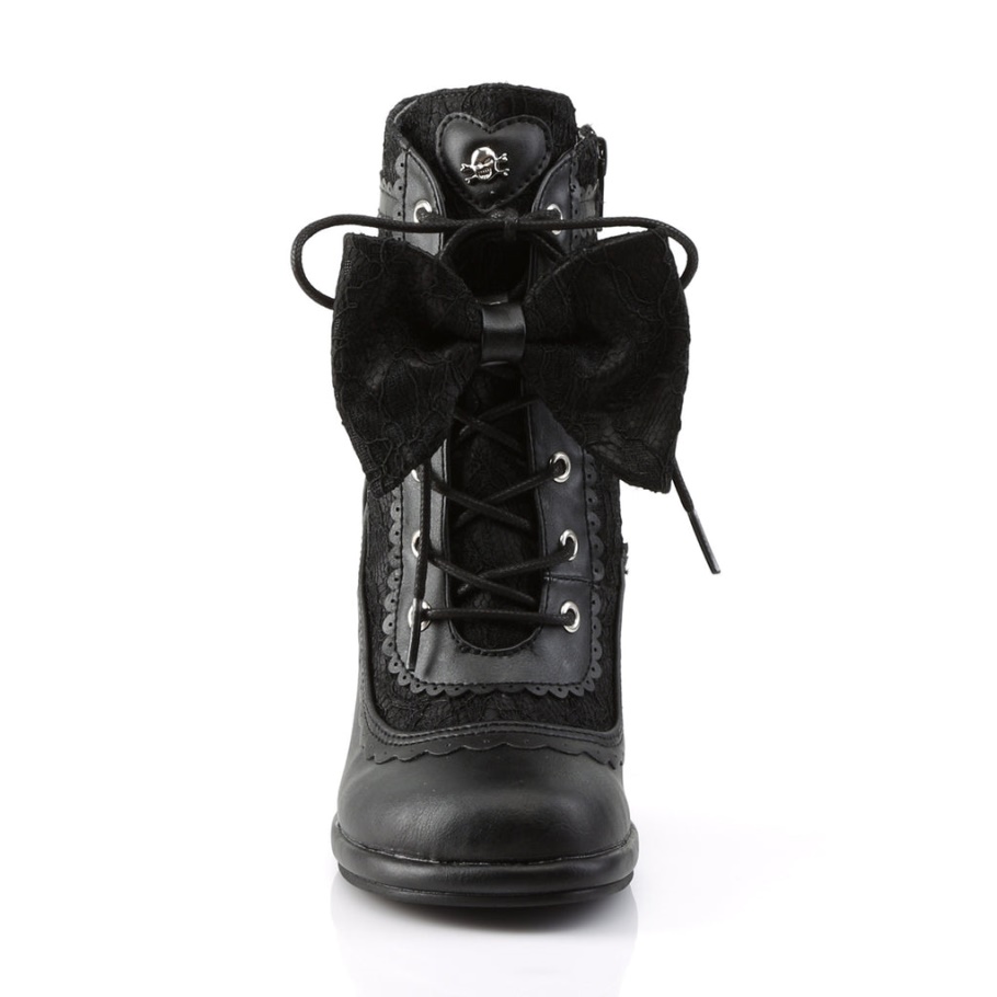 Botas Demonia Glam-200 Cuero Vegano Negro Encaje