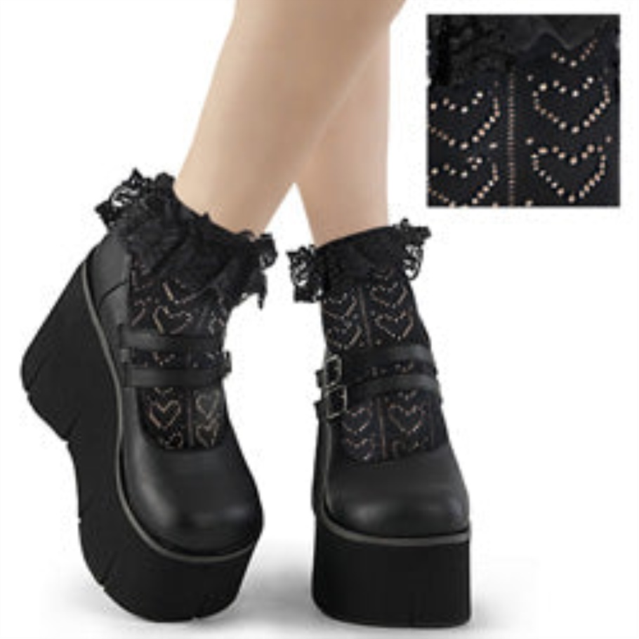 Calcetín Volante Red Corazón Negro Nylon&spandex Demonia España