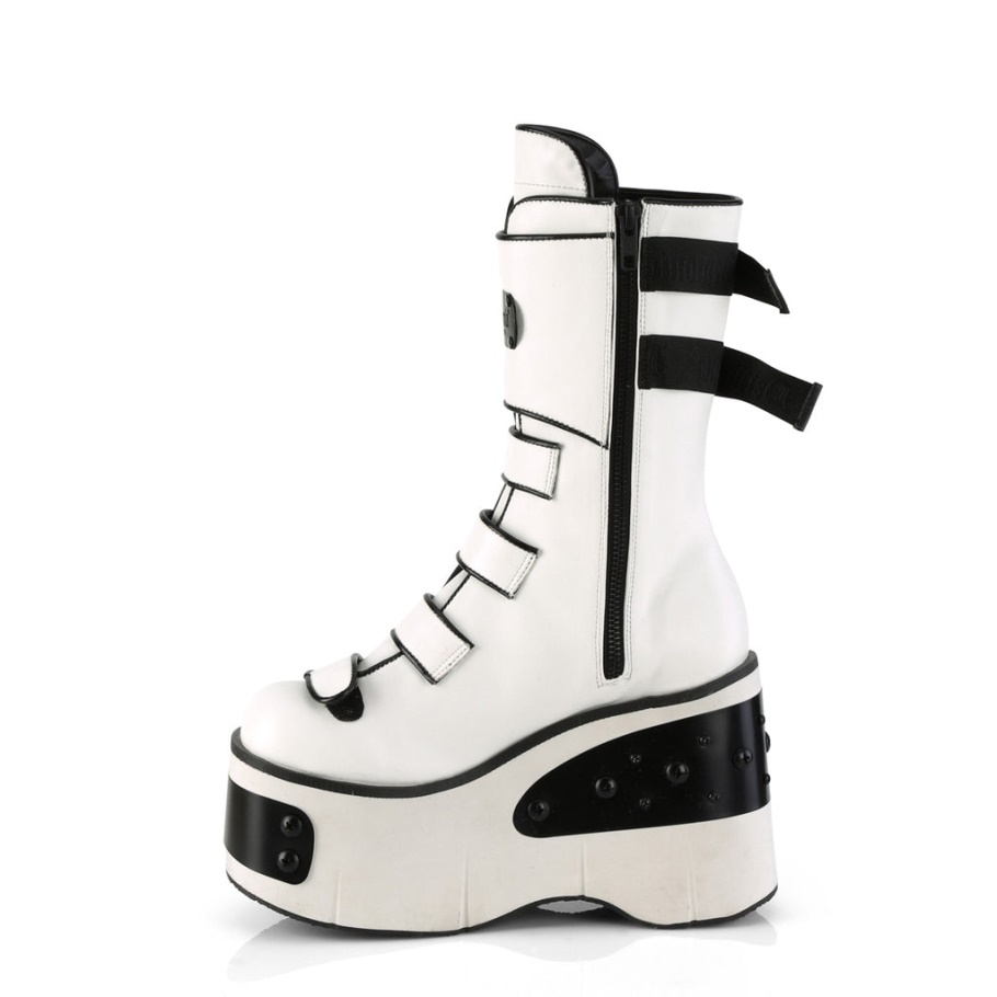 Kera-108 Botas Demon De Cuero Vegano Blanco