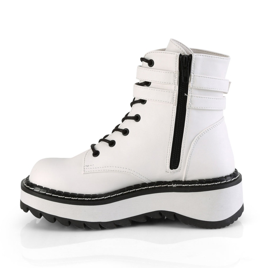 Lilith-152 Demonia Botas Cuero Vegano Blanco