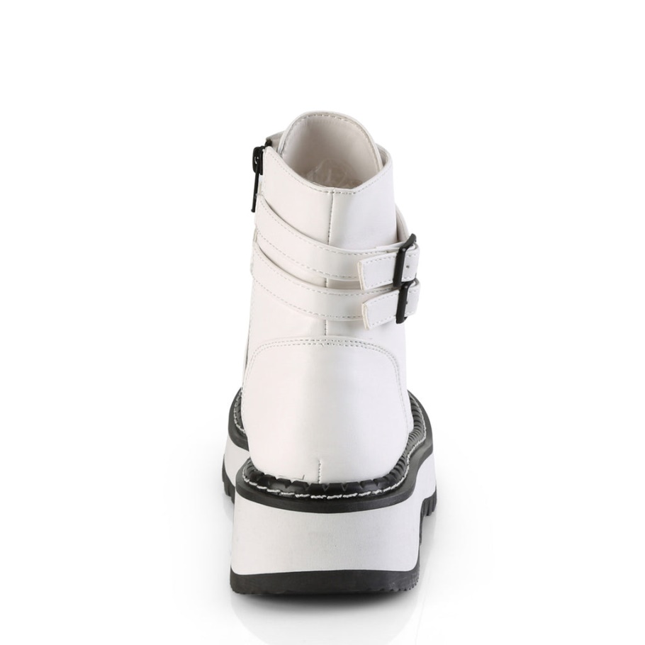 Lilith-152 Demonia Botas Cuero Vegano Blanco
