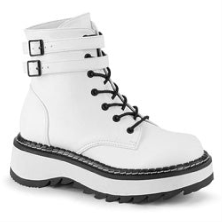 Lilith-152 Demonia Botas Cuero Vegano Blanco