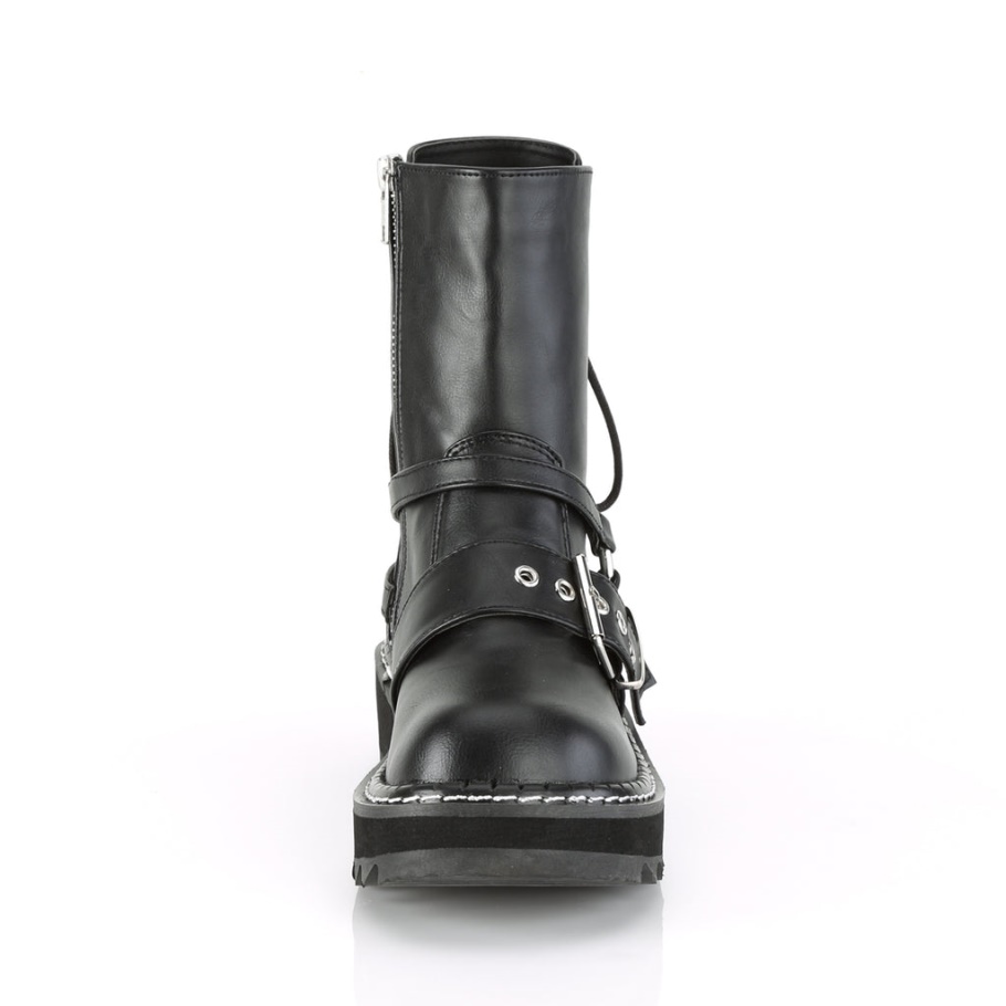 Lilith-210 Botas Demonia Cuero Vegano Negro