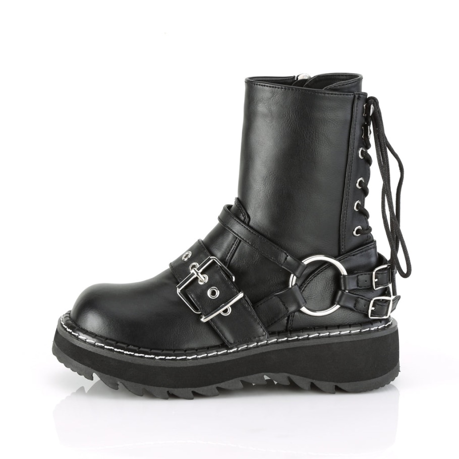 Lilith-210 Botas Demonia Cuero Vegano Negro