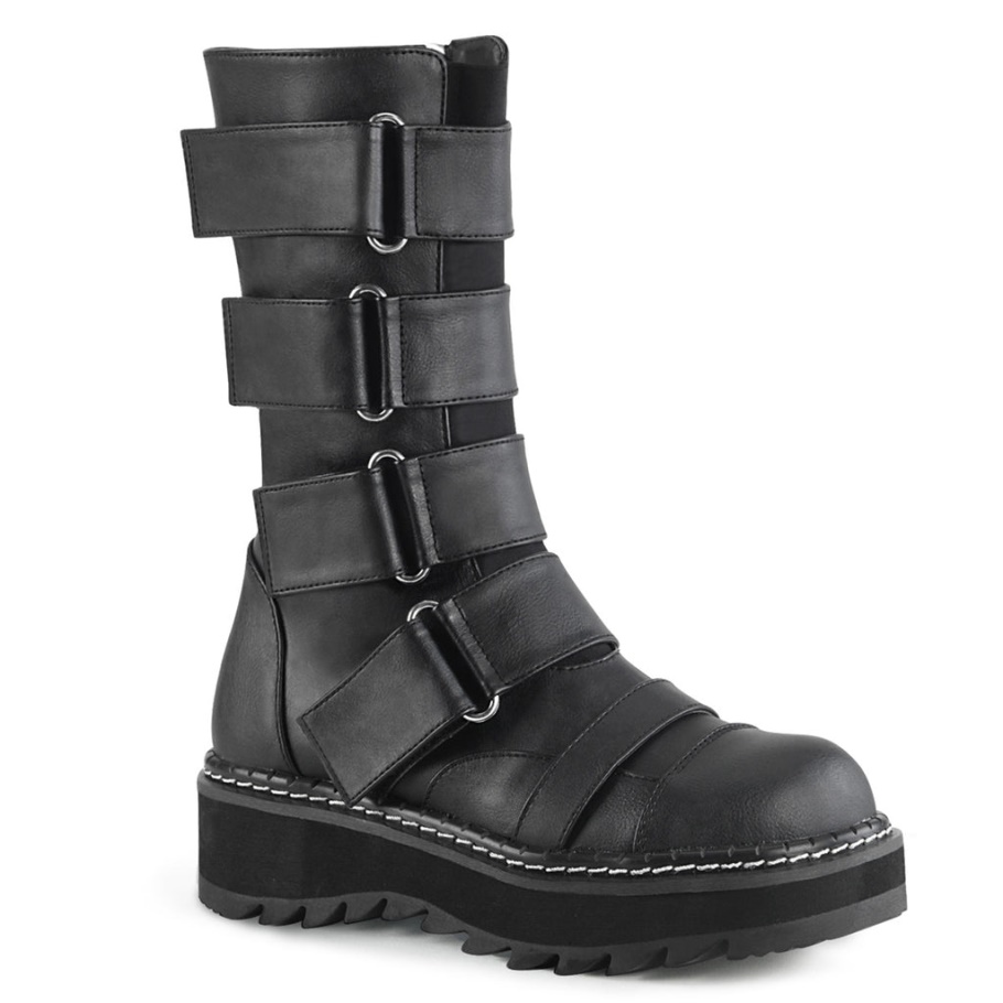 Lilith-211 Demonia Botas Cuero Vegano Negro