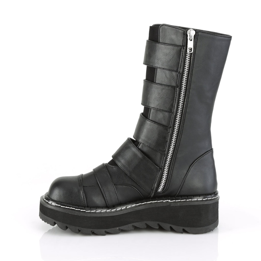 Lilith-211 Demonia Botas Cuero Vegano Negro