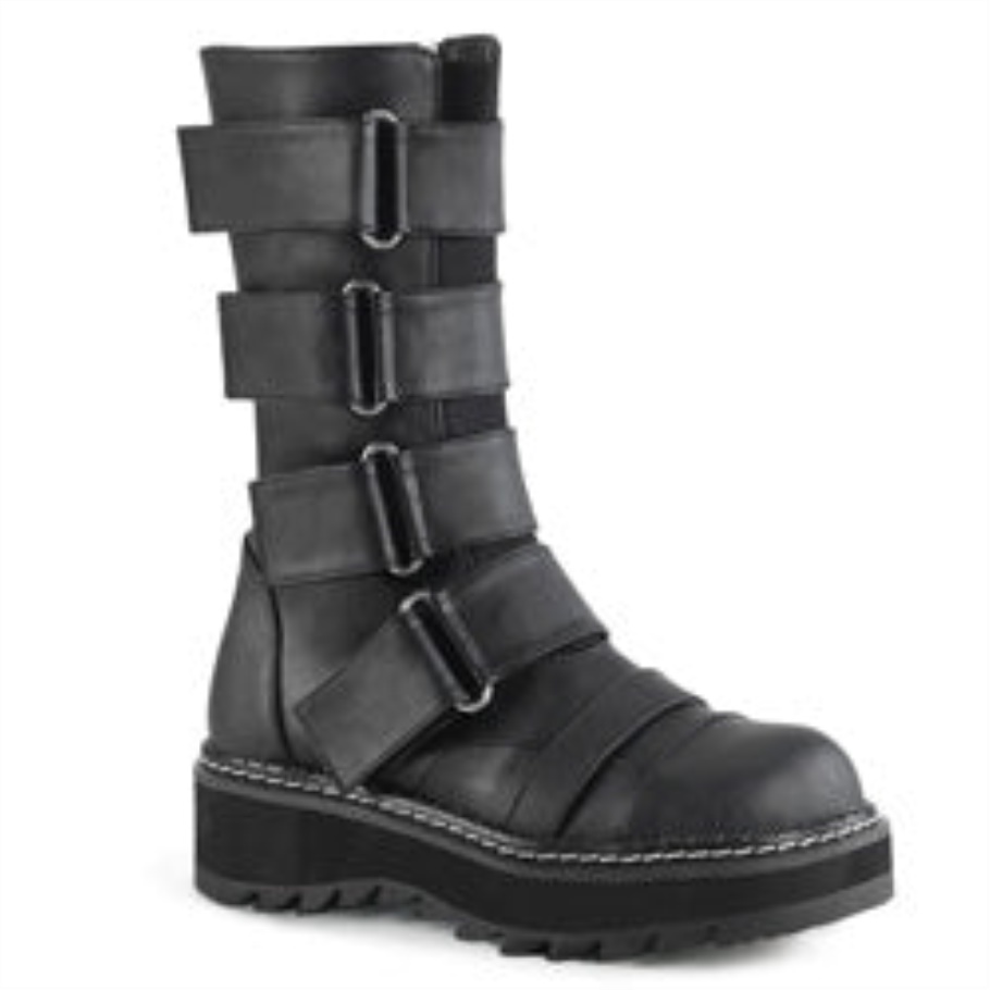 Lilith-211 Demonia Botas Cuero Vegano Negro