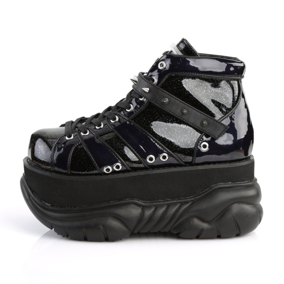 Neptune-100 Botas Demonia Negro Brillo-plata