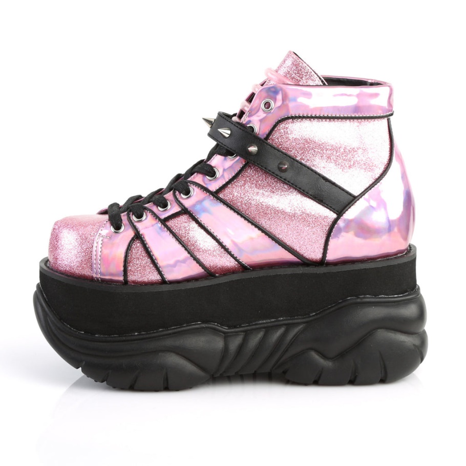 Neptune-100 Rosa Brillo-plata Demonia Botas