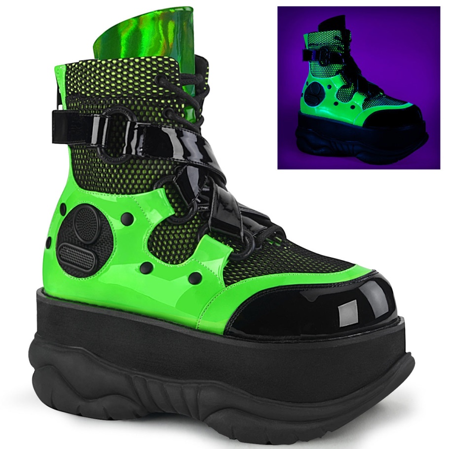 Neptune-126 Botas Multi Demonia Charol Negro-verde