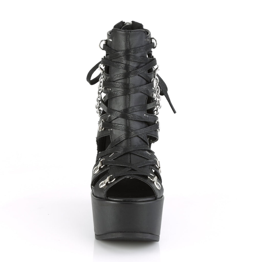 Veneno-95 Botas Demonia Negras De Cuero Vegano