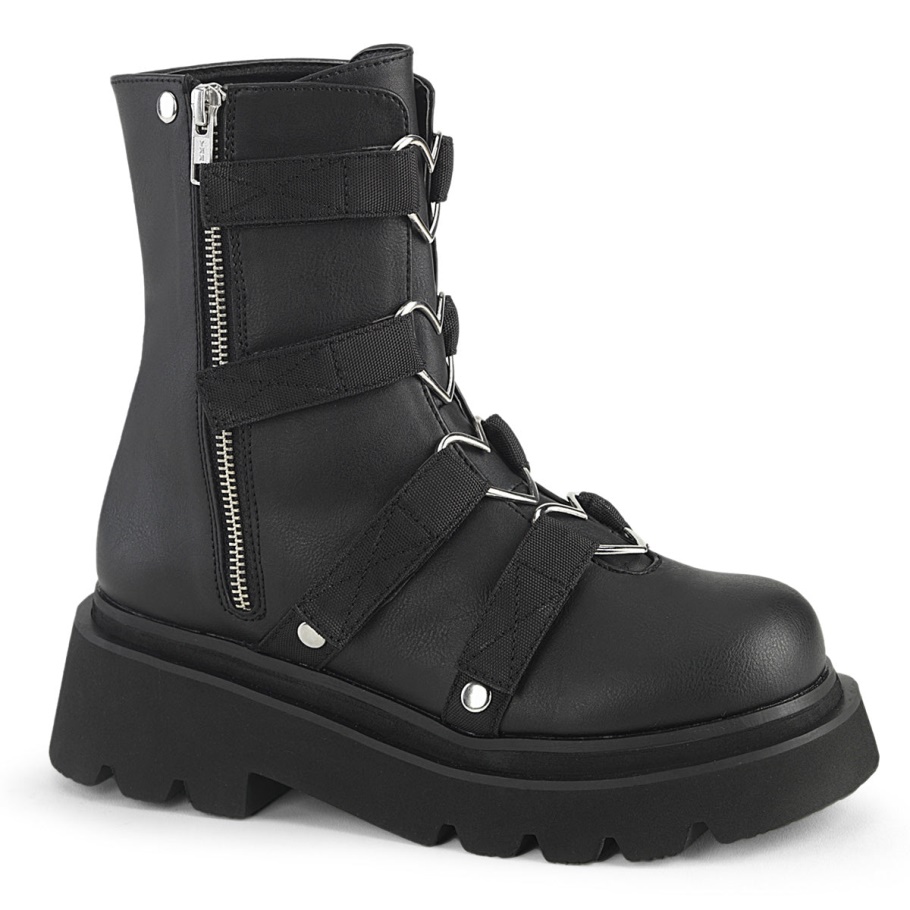 Renegade-50 Black Vegan Leather-nylon Demonia Botas