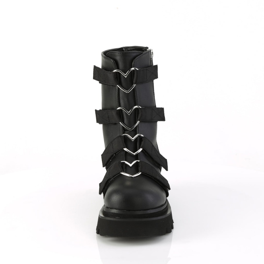 Renegade-50 Black Vegan Leather-nylon Demonia Botas