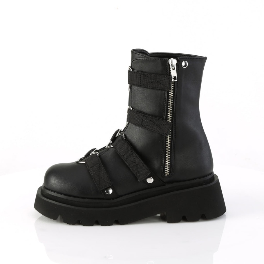 Renegade-50 Black Vegan Leather-nylon Demonia Botas