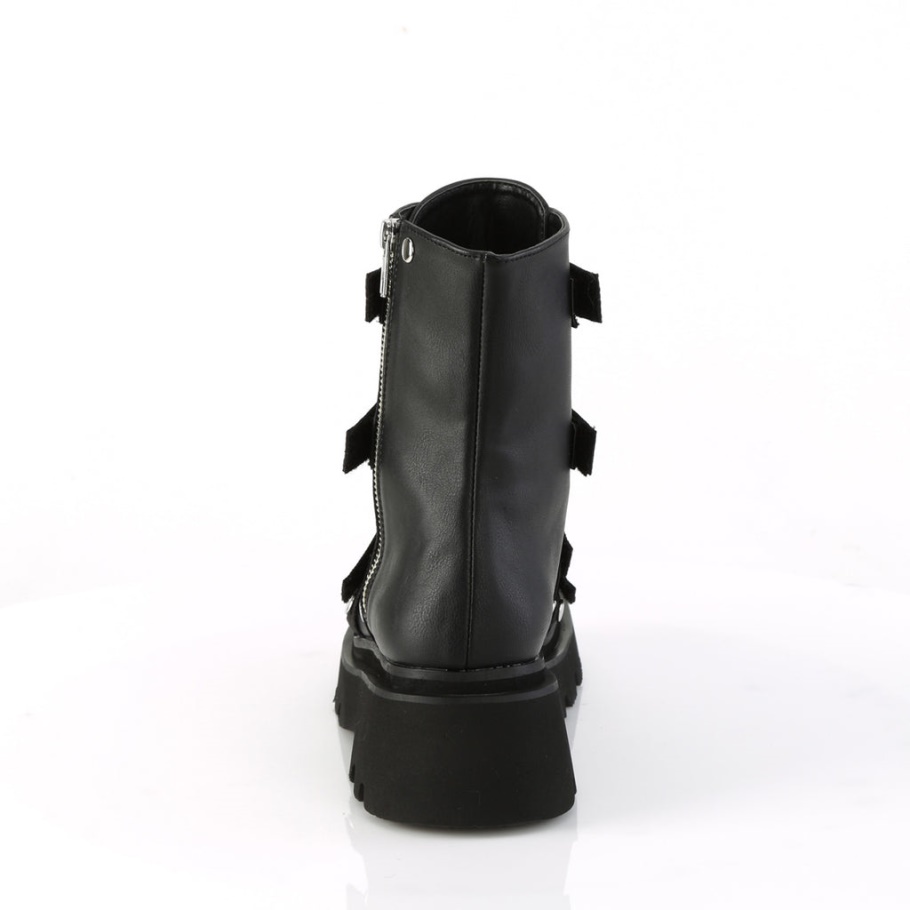 Renegade-50 Black Vegan Leather-nylon Demonia Botas