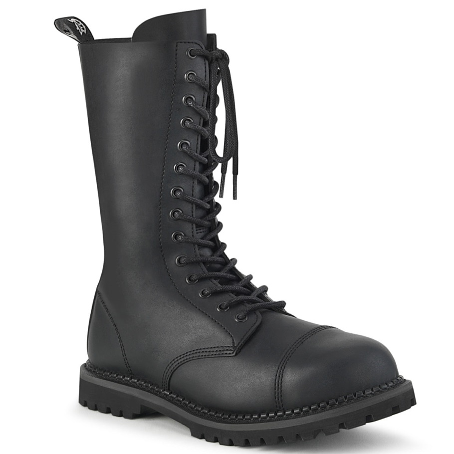 Riot-14 Botas Demonia Negras De Cuero Vegano