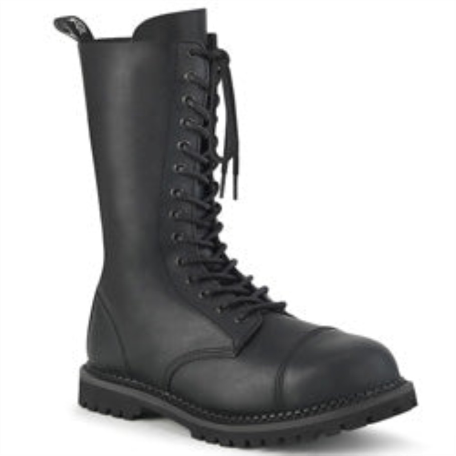Riot-14 Botas Demonia Negras De Cuero Vegano