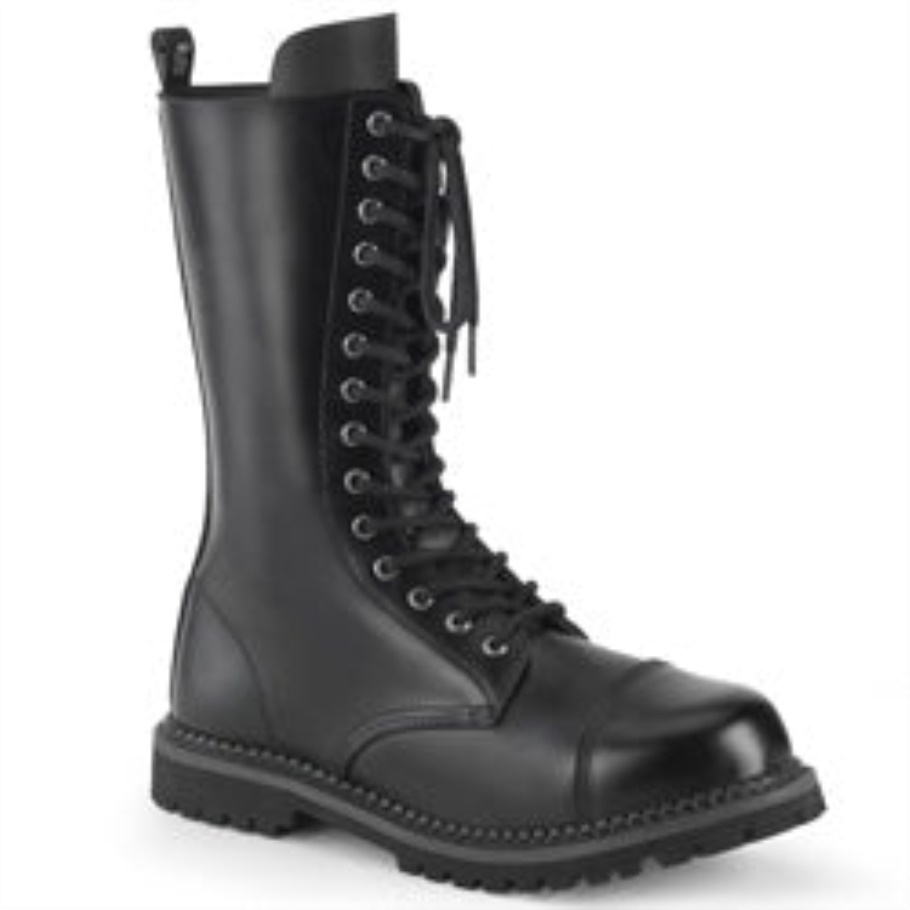Riot-14 Demonia Botas Cuero Negro