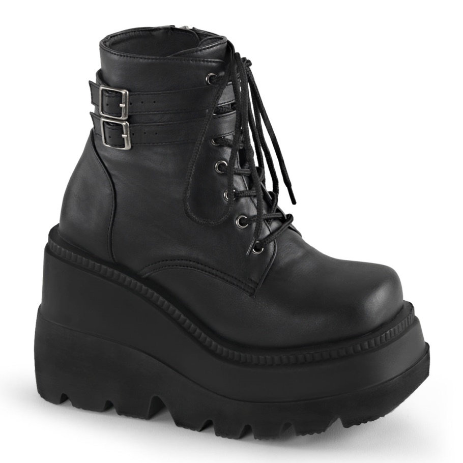 Shaker-52 Botas Demonia Negras De Cuero Vegano