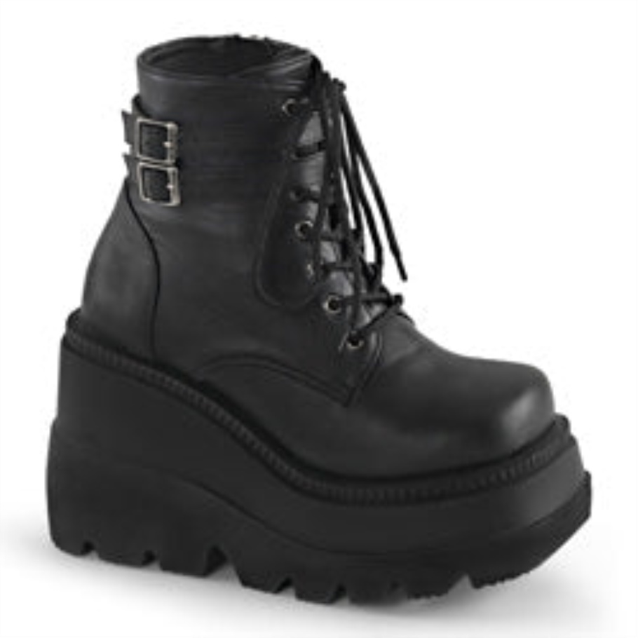 Shaker-52 Botas Demonia Negras De Cuero Vegano