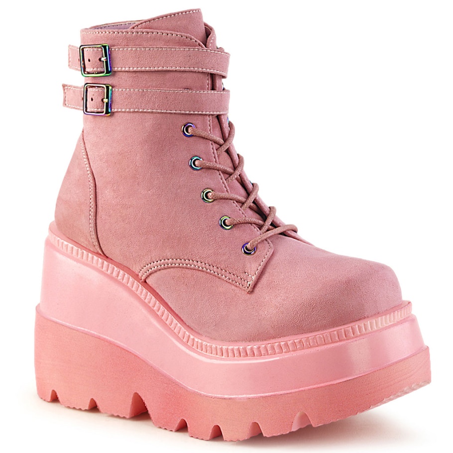 Shaker-52 Demonia Botas Rosa Bebe Ante Vegano