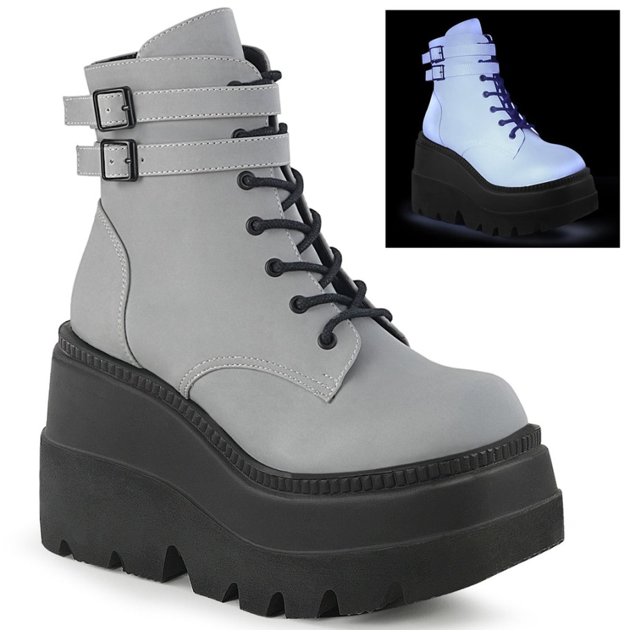 Shaker-52 Demonia Botas Grises Reflectantes