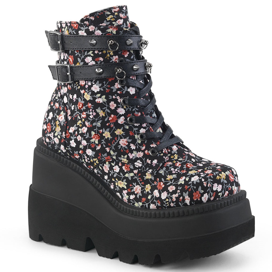 Shaker-52st Demonia Botas Tejido Floral