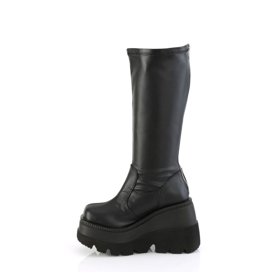 Shaker-65wc Demonia Cuero Vegano Elástico Negro Botas