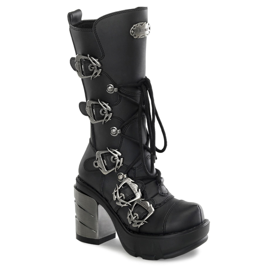 Sinister-203 Botas Demonia Cuero Vegano Negro