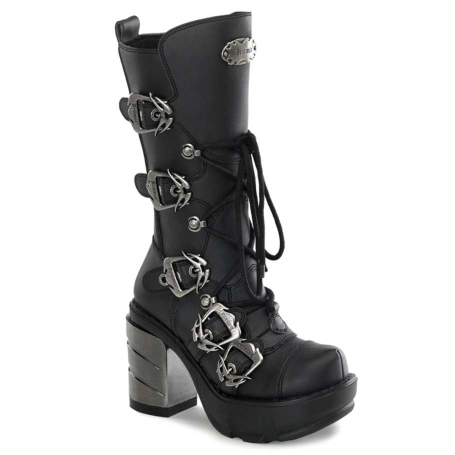 Sinister-203 Botas Demonia Cuero Vegano Negro