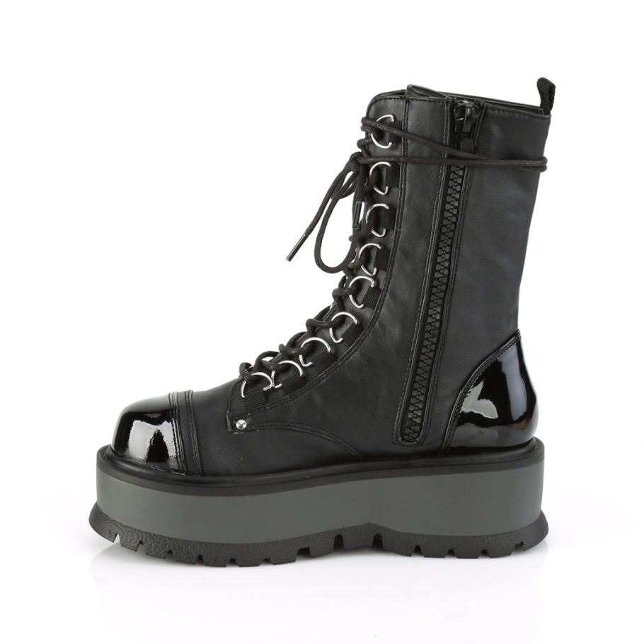 Slacker-150 Black Vegan Leather-charol Demonia Botas