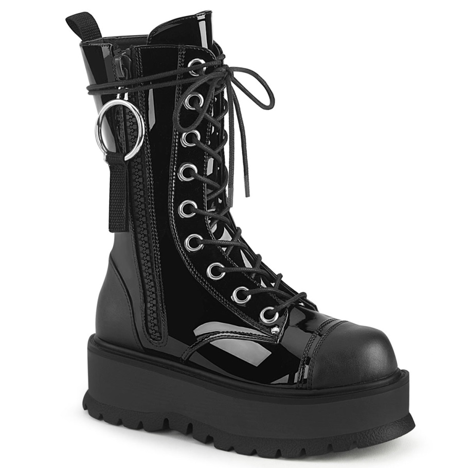 Slacker-220 Botas Demonia Negras De Piel Vegana
