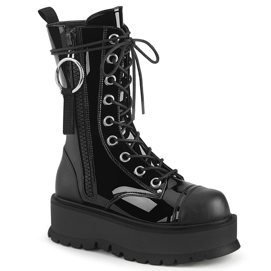 Slacker-220 Botas Demonia Negras De Piel Vegana