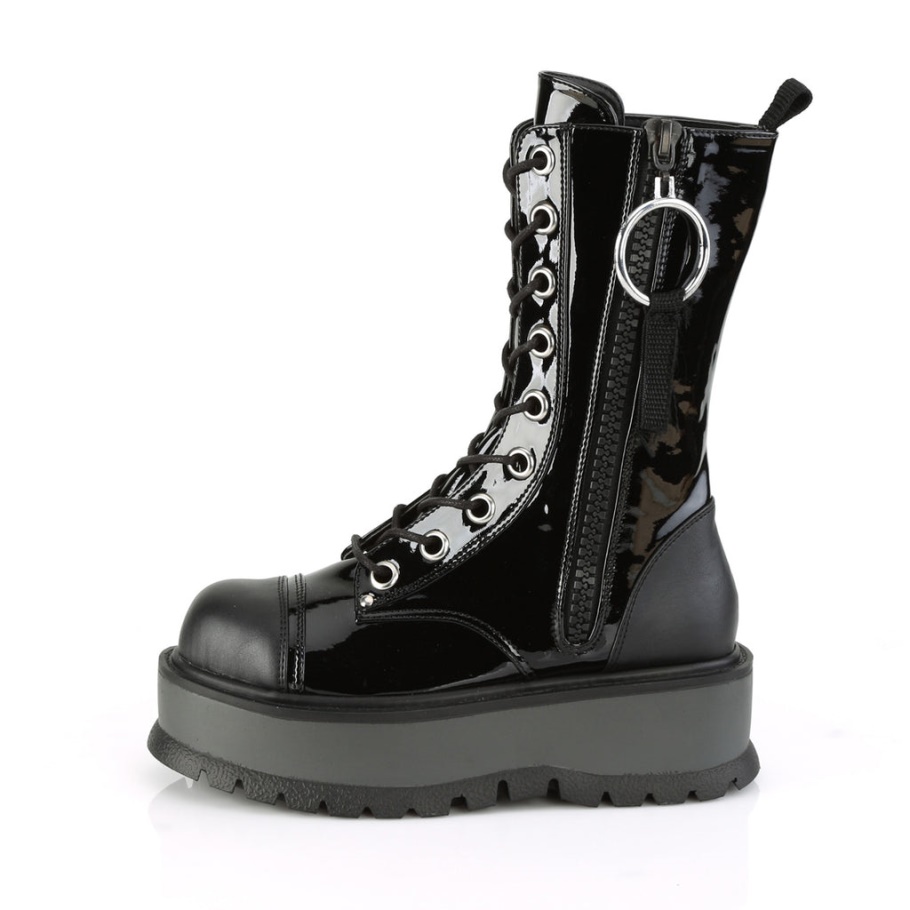 Slacker-220 Botas Demonia Negras De Piel Vegana