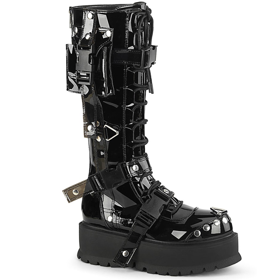 Slacker-260 Botas Demonia Charol Negro