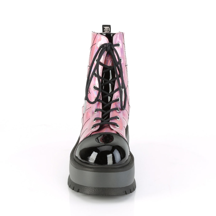 Slacker-88 Demonia Botas Holograma Rosa-charol Negro