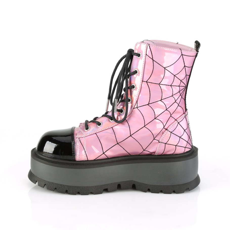 Slacker-88 Demonia Botas Holograma Rosa-charol Negro
