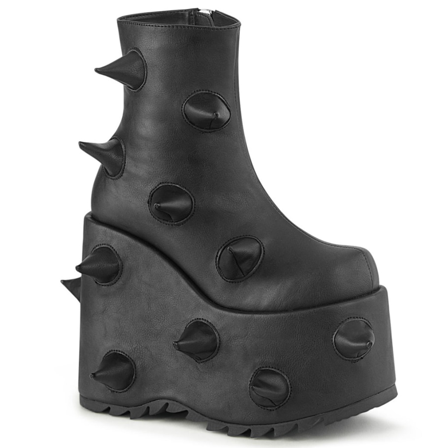 Slay-77 Botas Demonia Negras De Piel Vegana