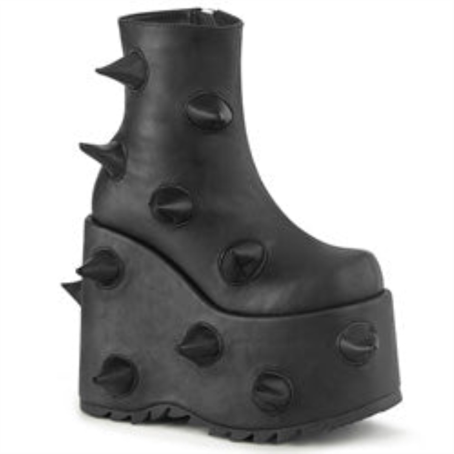 Slay-77 Botas Demonia Negras De Piel Vegana