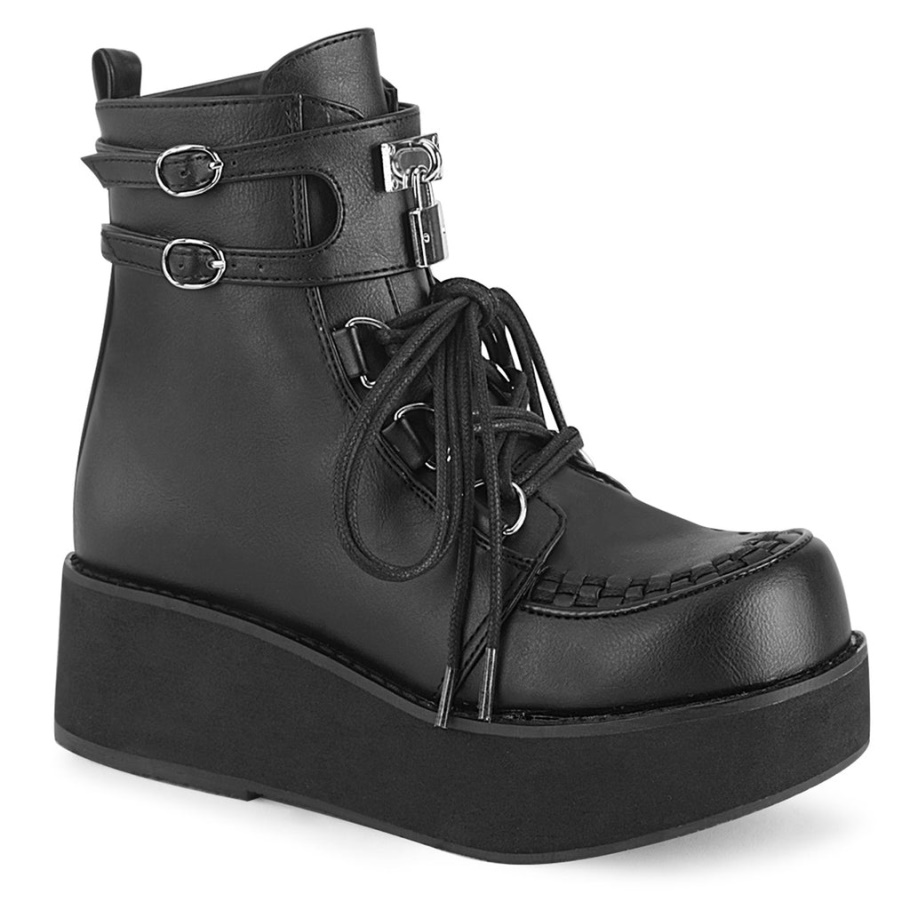 Sprite-70 Demonia Botas Cuero Vegano Negro