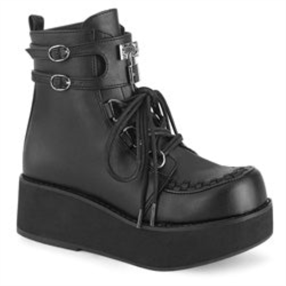 Sprite-70 Demonia Botas Cuero Vegano Negro