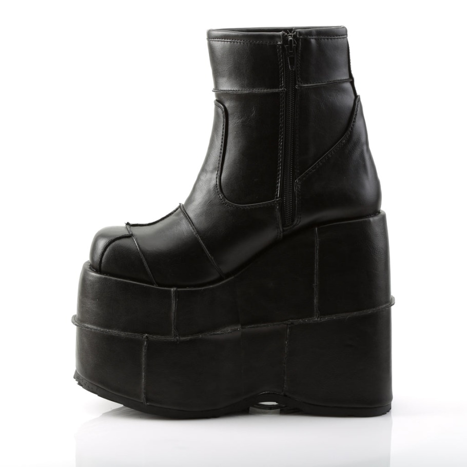 Stack-201 Botas Demonia Negras De Cuero Vegano