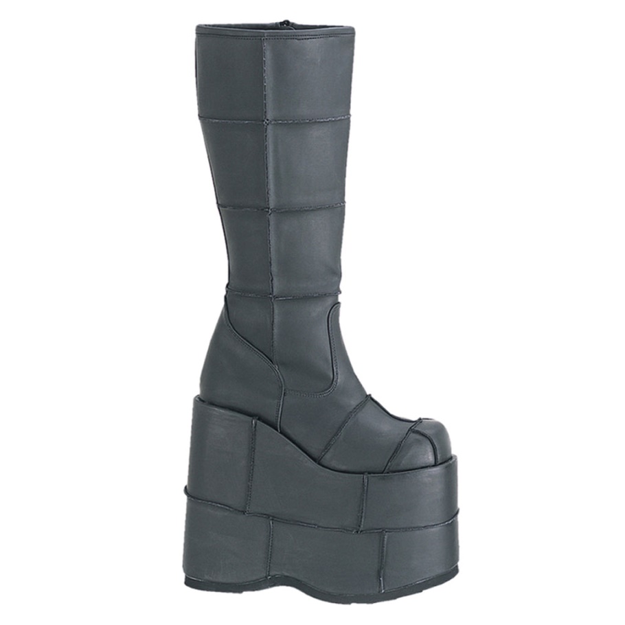 Stack-301 Demonia Botas Cuero Vegano Negro