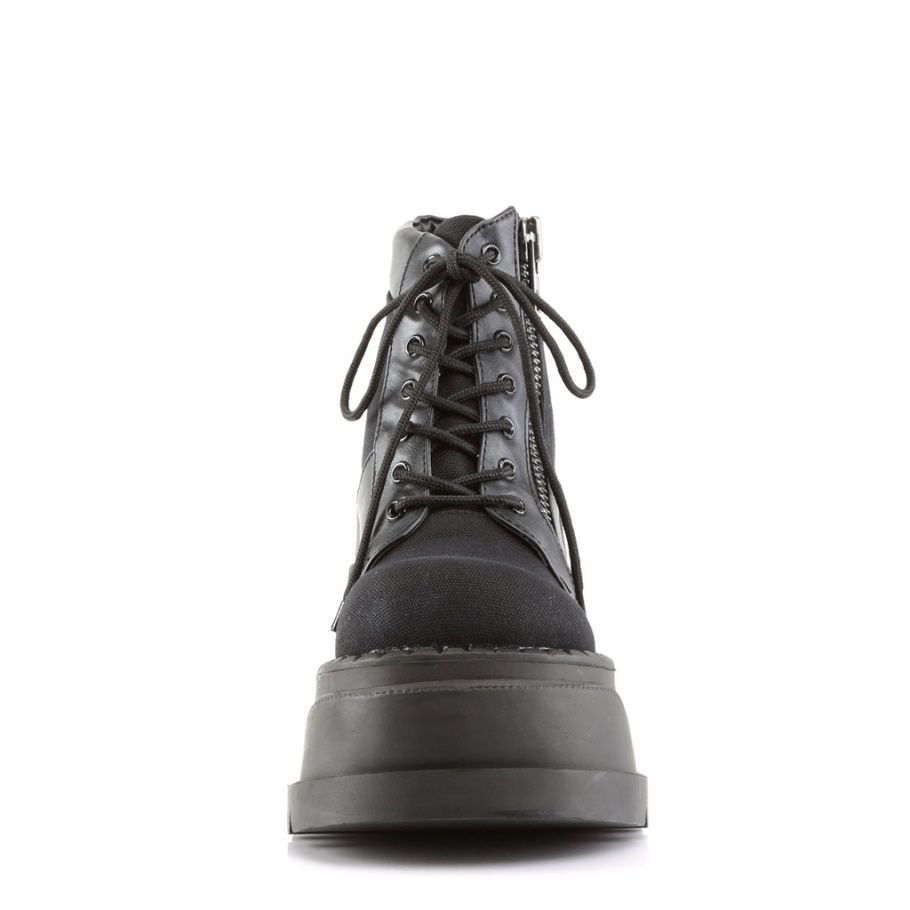 Stomp-10 Botas Demonia Lona Negra-cuero Vegano