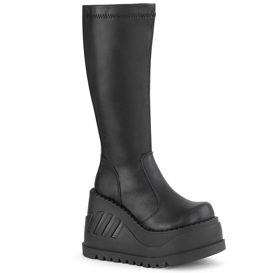 Stomp-200 Botas Demonia Cuero Vegano Stretch Negro
