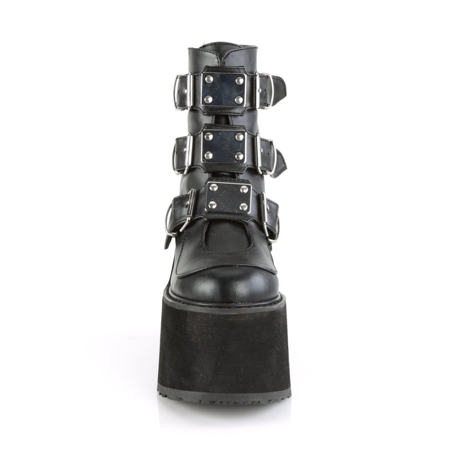 Swing-105 Botas Demonia Negras De Piel Vegana