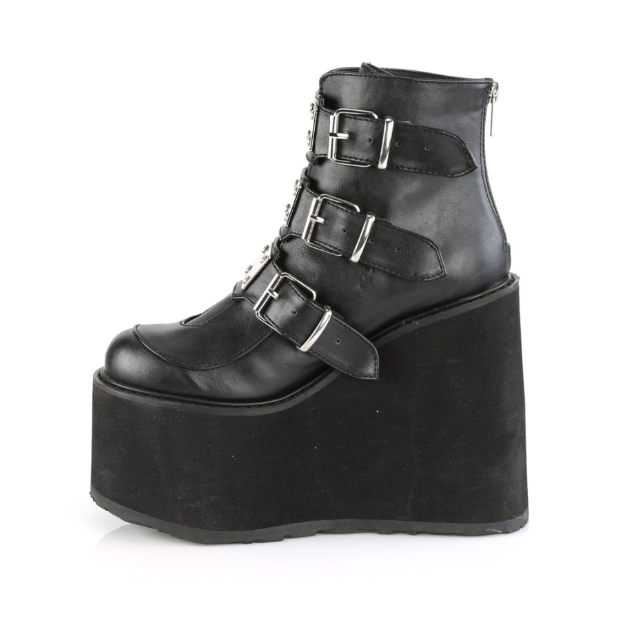 Swing-105 Botas Demonia Negras De Piel Vegana